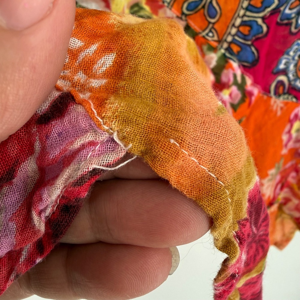 SACRED‎ THREADS BOHO PATCHWORK BLOUSE 100% COTTON MEDIUM MUSLIN GAUZE FAIRY - Picture 6 of 10